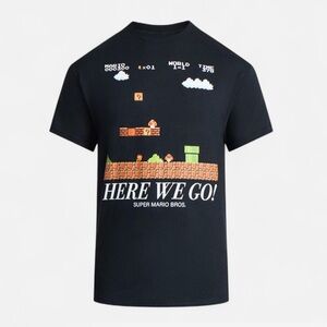 2/22‼️Nintendo Men's Mario Here We Go Graphic Tee, Super Mario Brothers